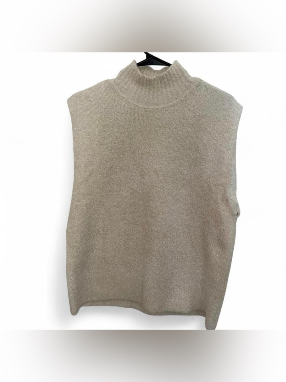 Zara Cream Ivory with gold specks turtleneck sweater vest relaxed fit S New